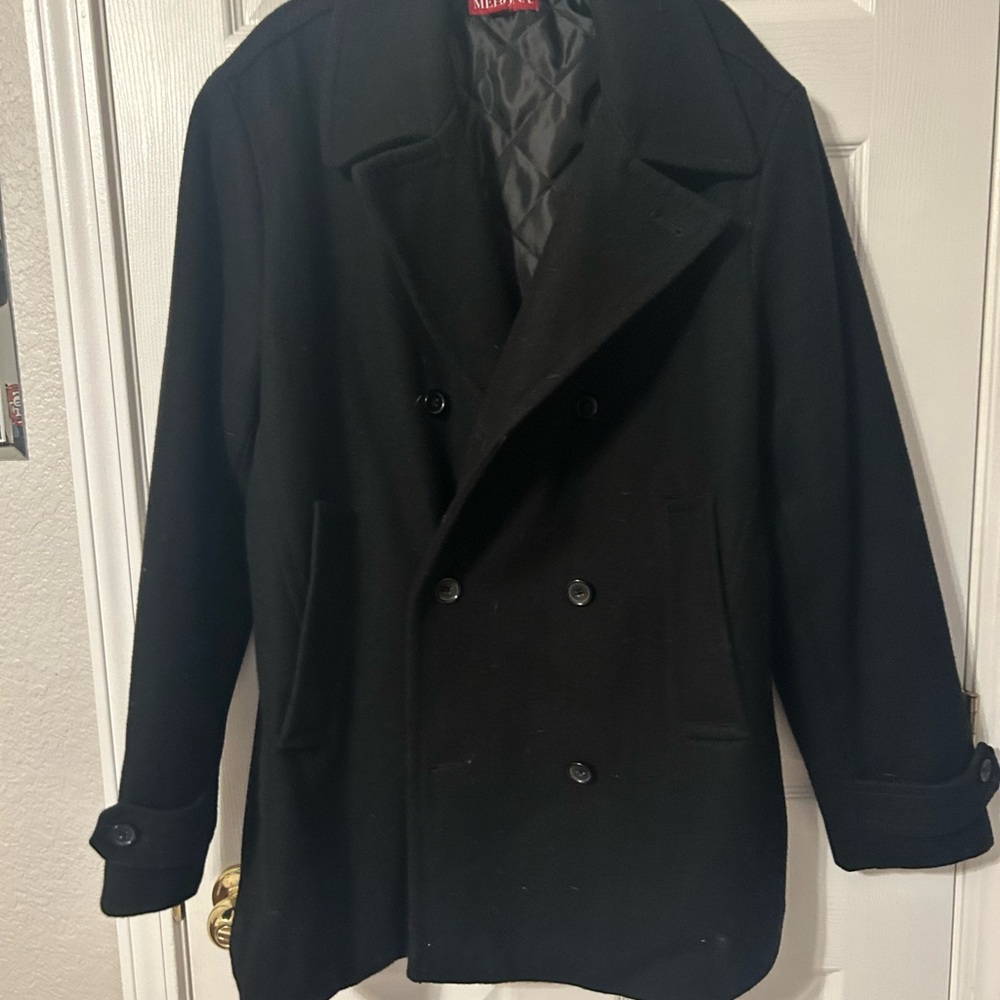 Merona Black Pea Coat with Wide Notched Lapel